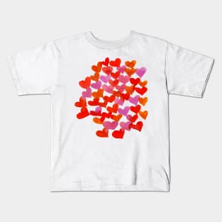 Watercolor melting hearts - orange and pink Kids T-Shirt